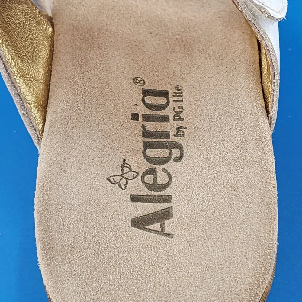 ALEGRIA Linn Embroidered Floral Leather Platform Wedge Sandal White - Picture 4 of 6